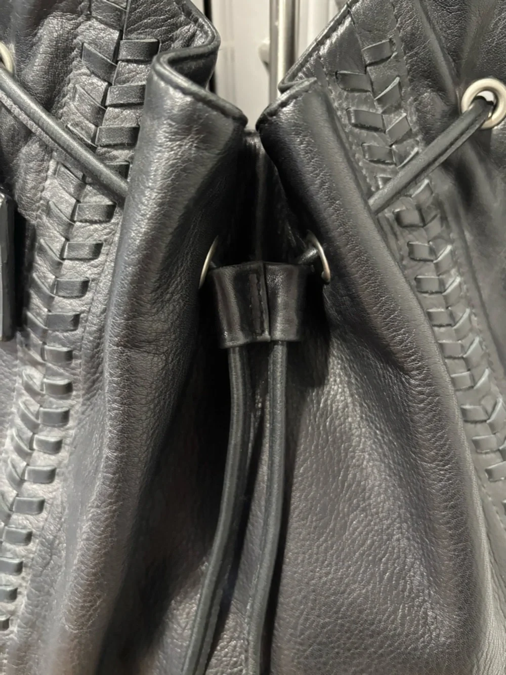 Vintage LAUREN Ralph Lauren Black Leather Braided Hobo Bag Purse MINT